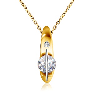 Колье из желтого золота с бриллиантами, плетение якорное