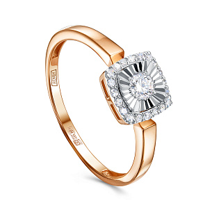 Кольцо из красного золота с бриллиантом