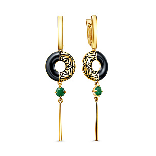 Серьги с английским замком из серебра с изумрудом