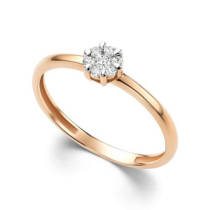 Кольцо из красного золота с бриллиантами