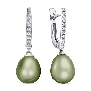 Серьги с английским замком из белого золота с бриллиантами