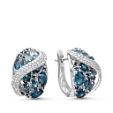 Серьги из белого золота с бриллиантами, топазами