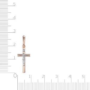 Крест из красного золота с бриллиантом