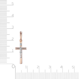 Крест из красного золота с бриллиантом