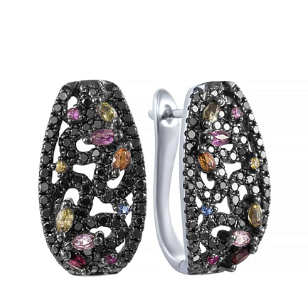 Серьги с английским замком из белого золота с сапфирами