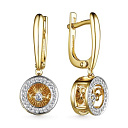 Серьги с английским замком из желтого золота с бриллиантами