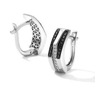 Серьги с английским замком из белого золота с бриллиантом