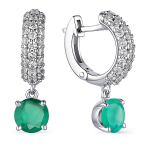 Серьги с английским замком из серебра с агатами