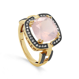 Кольцо из желтого золота с кварцем