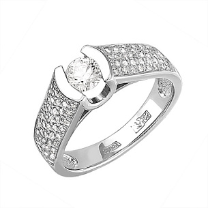 Кольцо из белого золота с бриллиантом