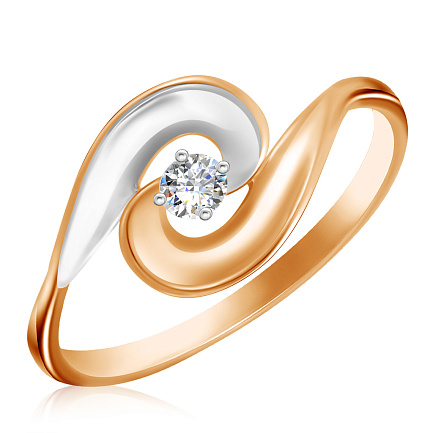 Кольцо из красного золота с фианитом