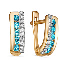 Серьги с английским замком из красного золота с фианитами