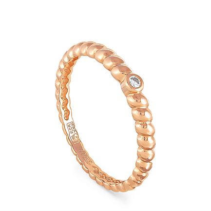 Кольцо помолвочное из красного золота с бриллиантом