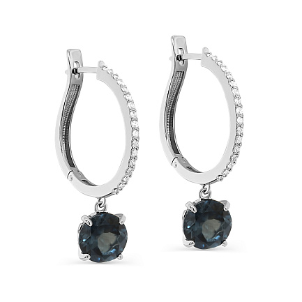 Серьги с английским замком из белого золота с бриллиантами