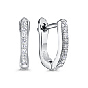 Серьги с английским замком из серебра с фианитами