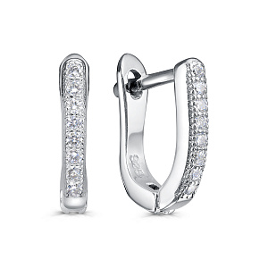 Серьги с английским замком из серебра с фианитами