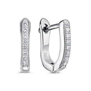 Серьги с английским замком из серебра с фианитом