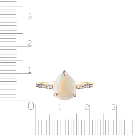 Кольцо из желтого золота с бриллиантами, опалом