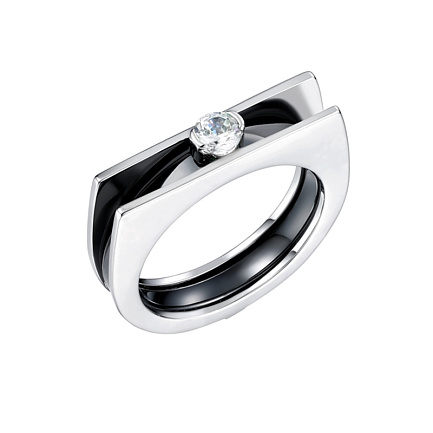 Кольцо из серебра с керамикой, фианитом