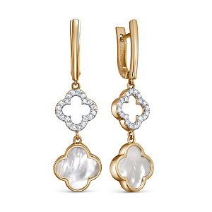 Серьги с английским замком из красного золота с бриллиантами