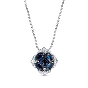 Колье из белого золота с бриллиантами, сапфиром