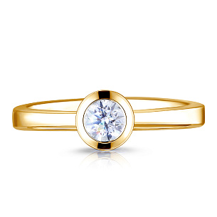 Кольцо помолвочное из желтого золота с бриллиантом