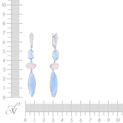 Серьги с английским замком из серебра с кварцем