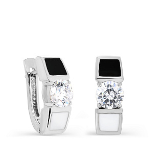 Серьги с английским замком из серебра с фианитами