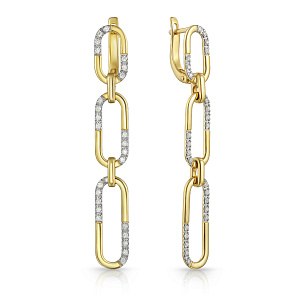 Серьги с английским замком из желтого золота с бриллиантами