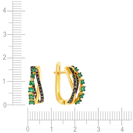 Серьги с английским замком из желтого золота с бриллиантами