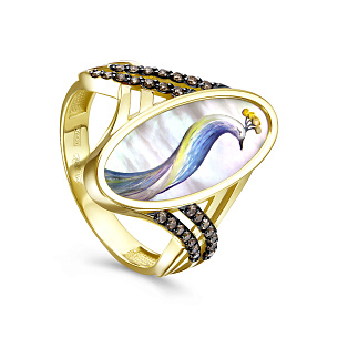 Кольцо из желтого золота с перламутром