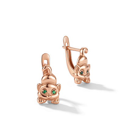 Серьги детские из серебра с фианитом и золочением