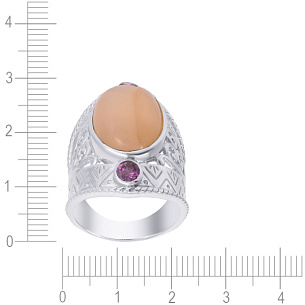 Кольцо из серебра с лунным камнем, аметистом