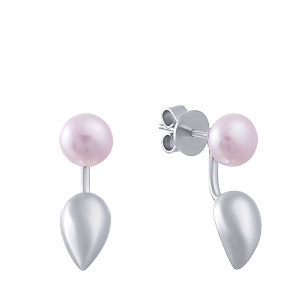 Серьги Джекеты из серебра с жемчугом