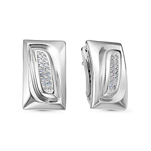 Серьги с английским замком из белого золота с бриллиантом