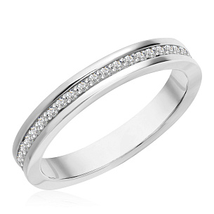 Кольцо обручальное из белого золота с бриллиантом