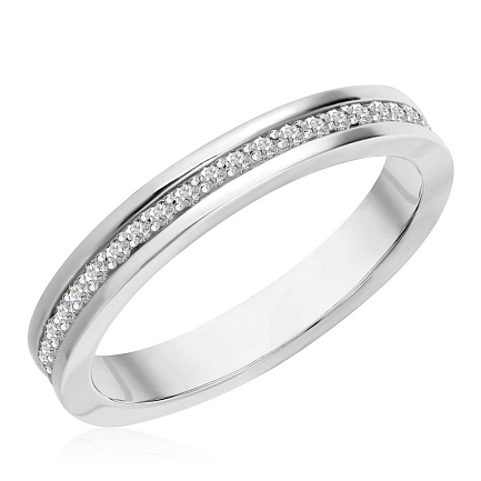 Кольцо обручальное из белого золота с бриллиантами