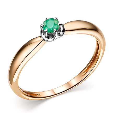 Кольцо из красного золота с изумрудом