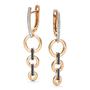 Серьги с английским замком из красного золота с бриллиантами