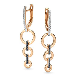 Серьги с английским замком из красного золота с бриллиантом