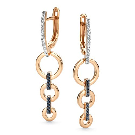 Серьги с английским замком из красного золота с бриллиантами