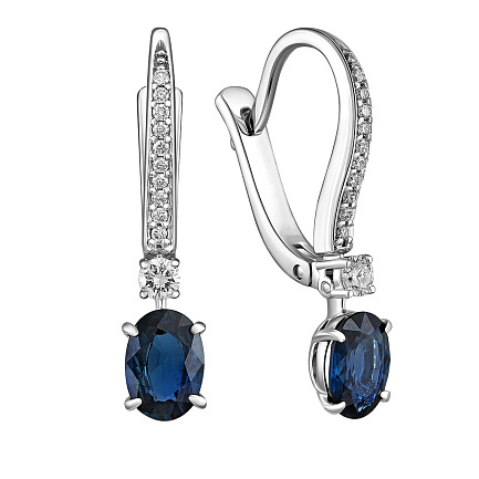 Серьги с английским замком из белого золота с бриллиантами