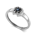 Кольцо из белого золота с бриллиантами, сапфиром