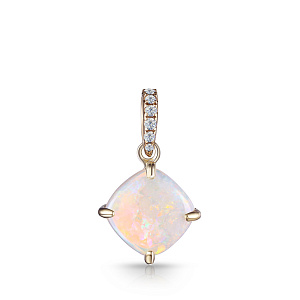 Подвеска из желтого золота с бриллиантами, опалом