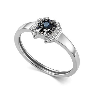 Кольцо из белого золота с сапфирами и бриллиантами
