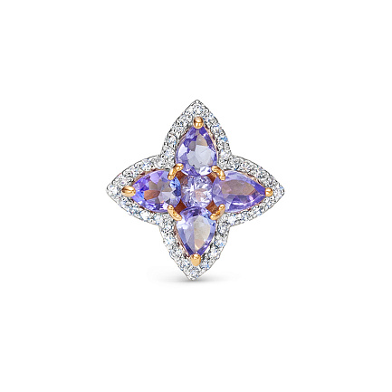 Подвеска из красного золота с бриллиантами, танзанитом