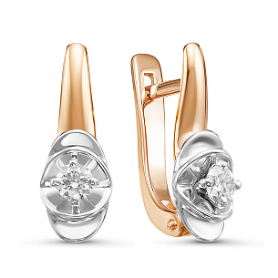 Серьги из красного золота с бриллиантом