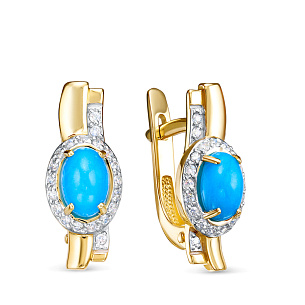 Серьги из желтого золота с бриллиантом