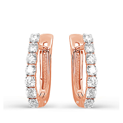 Серьги с английским замком из красного золота с бриллиантами