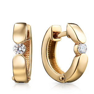 Серьги Конго из желтого золота с бриллиантами